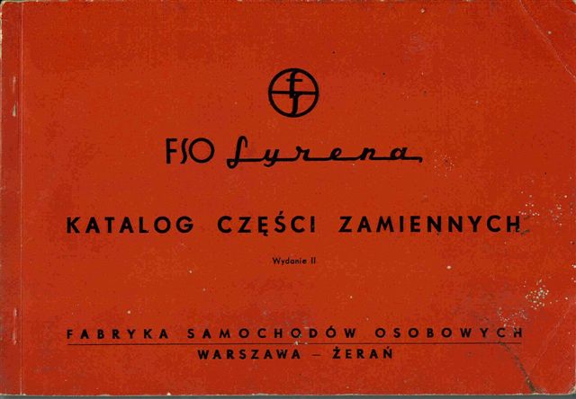 Katalog czci zamiennych FSO Syrena 1962